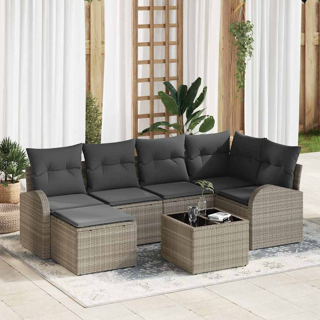 Vidaxl Ensemble De Canapé De Jardin 7 Pcs Gris Clair Polyrotin
