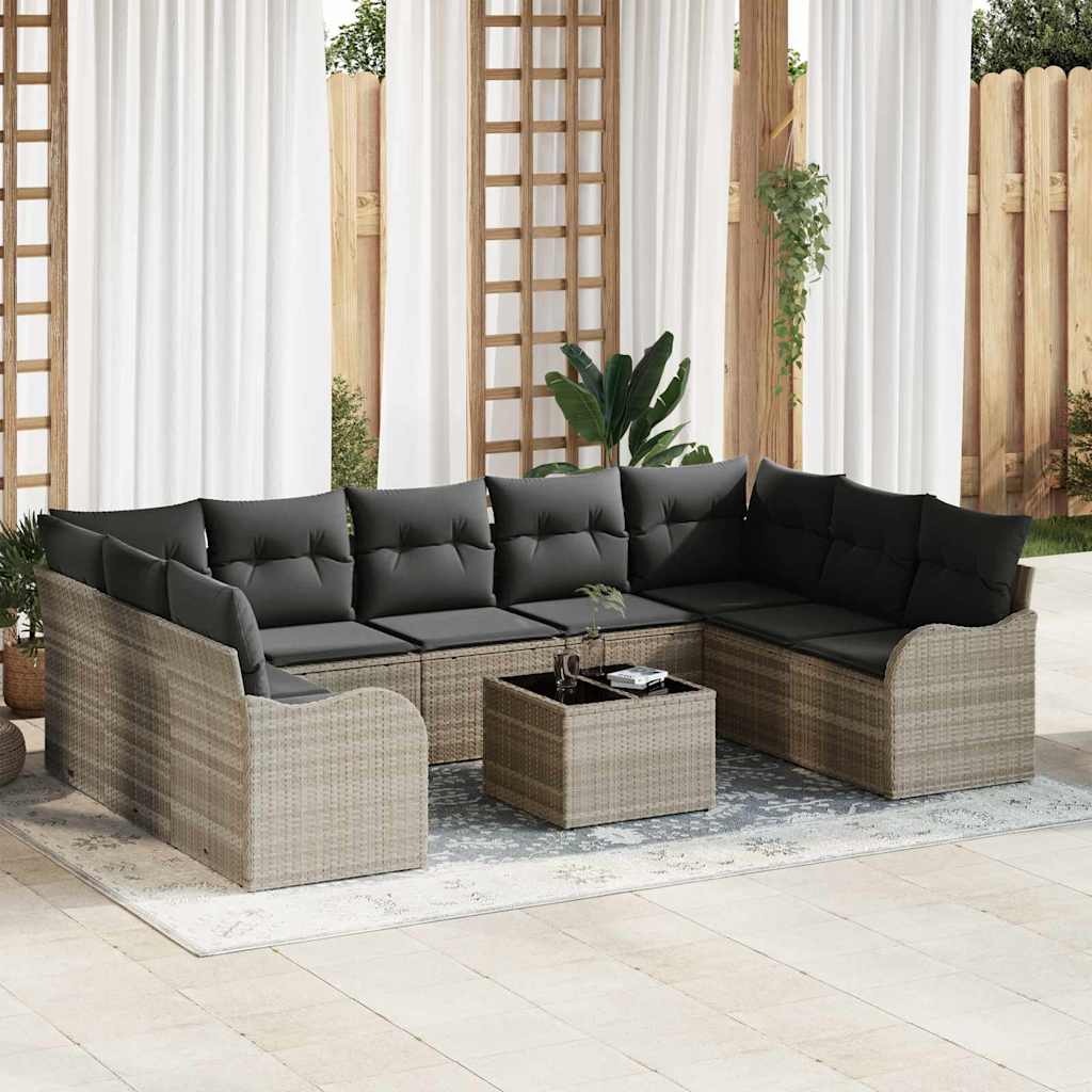 Vidaxl Ensemble De Canapé De Jardin 10 Pcs Gris Clair Polyrotin