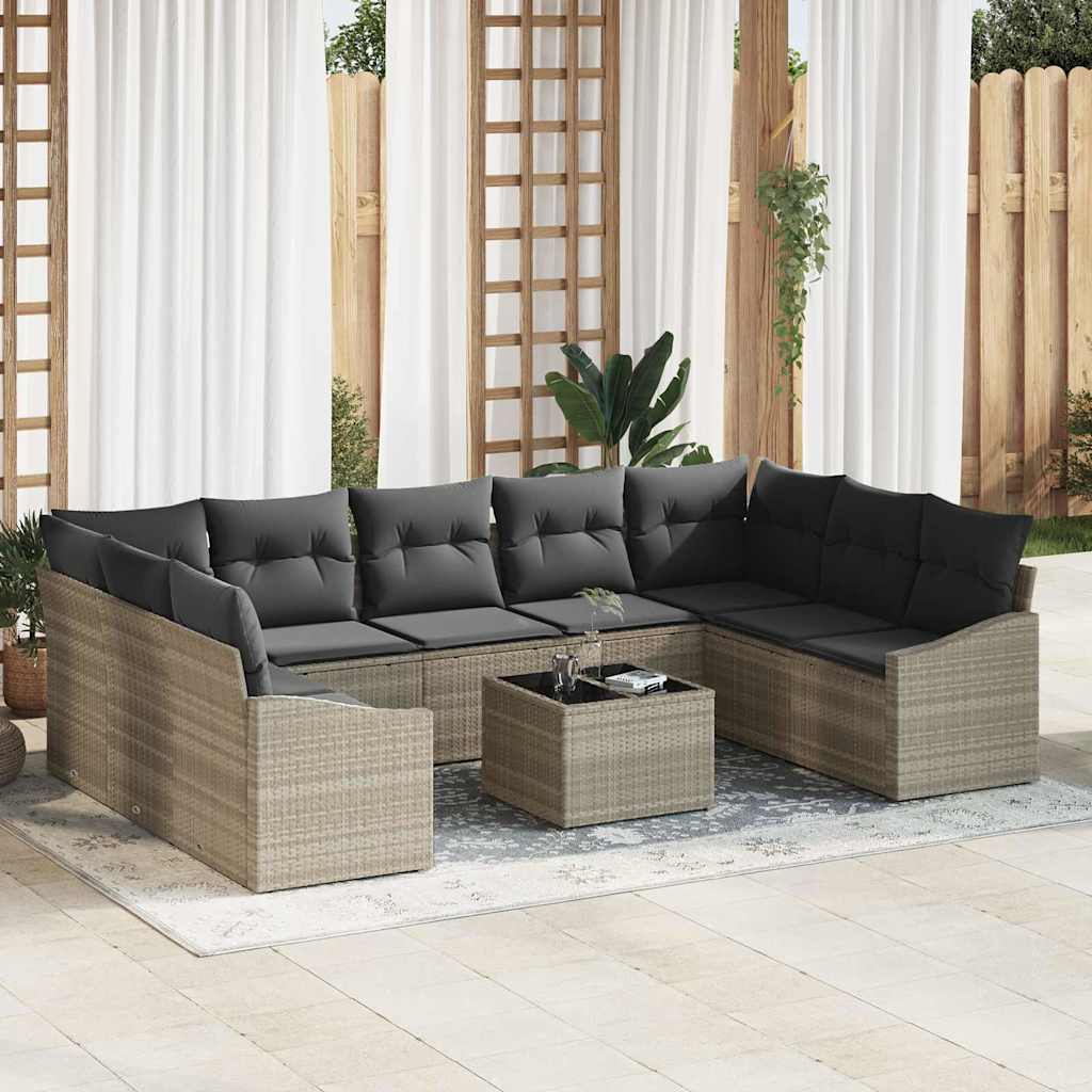 Vidaxl Ensemble De Canapé De Jardin Avec Stockage Gris Clair Polyrotin