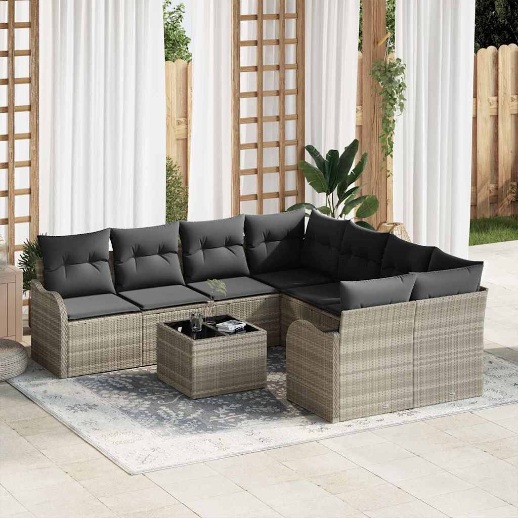 Vidaxl Ensemble De Canapé De Jardin 9 Pcs Gris Clair Et Gris Foncé