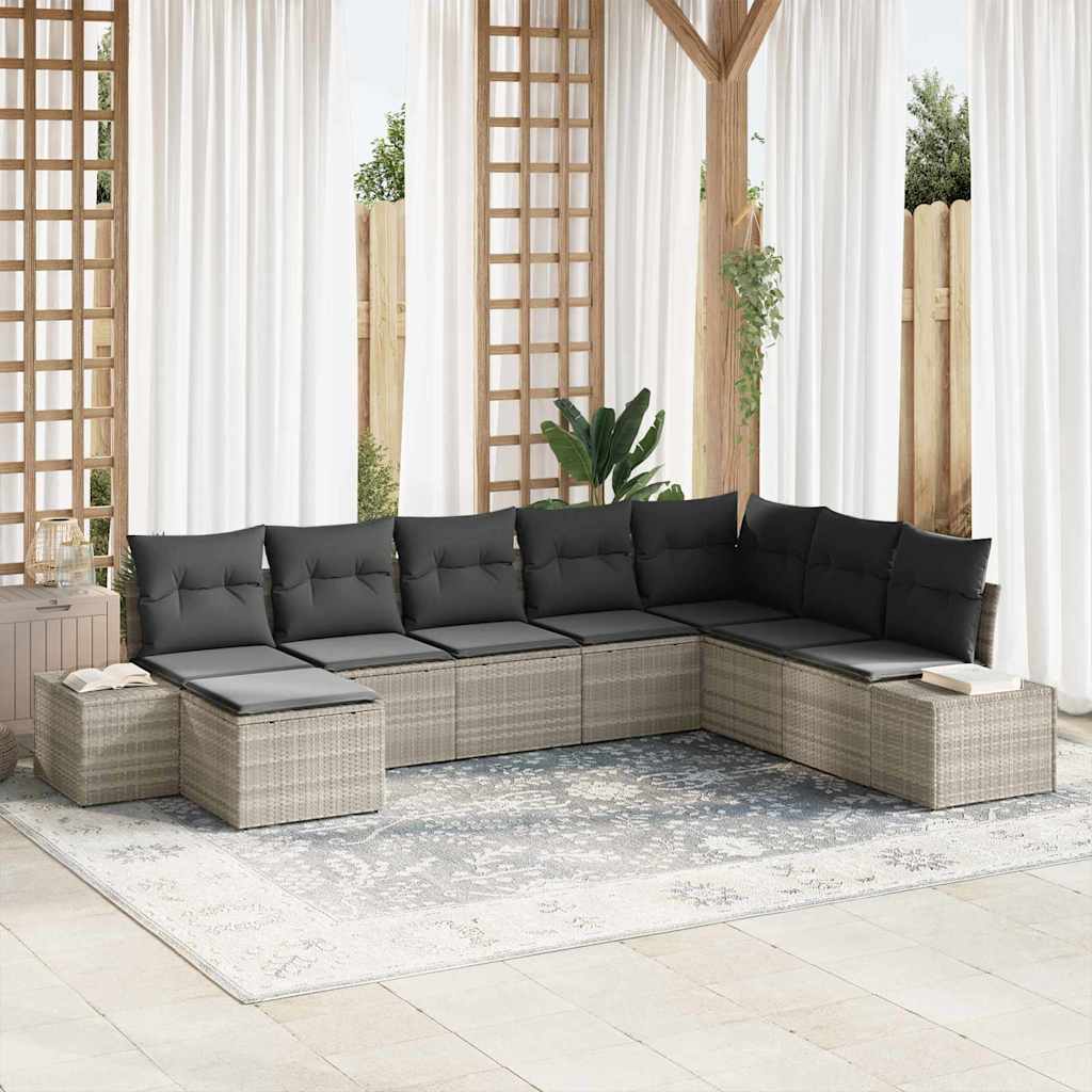 Vidaxl Ensemble De Canapé De Jardin 8 Pcs Gris Clair Polyrotin