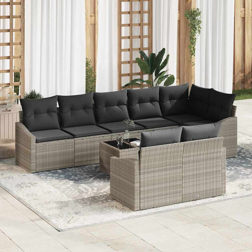 Vidaxl Ensemble De Canapés Avec Coussin 9 Pcs Gris Clair Polyrotin