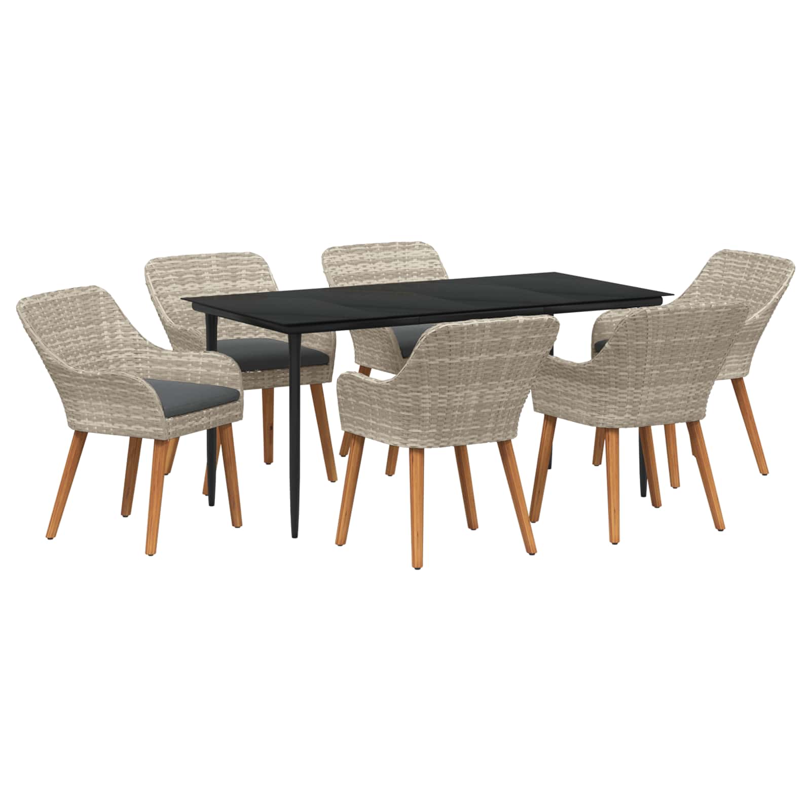 Vidaxl Ensemble De Salle À Manger Pour Jardin 7 Pcs Gris Clair