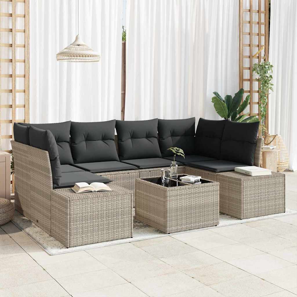 Vidaxl Ensemble De Canapé De Jardin 8 Pcs Gris Clair Et Gris Foncé