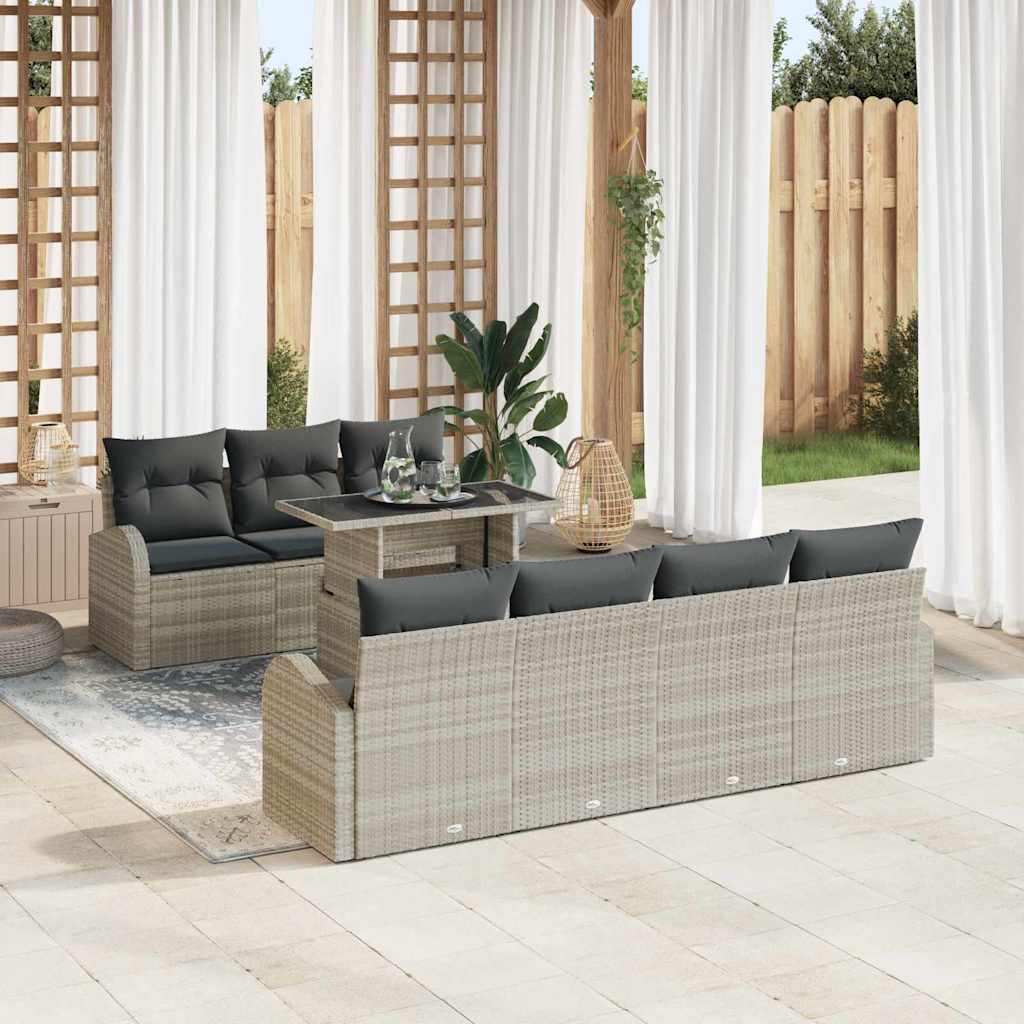 Vidaxl Ensemble De Canapé De Jardin 8 Pcs Gris Clair Poly Rattan