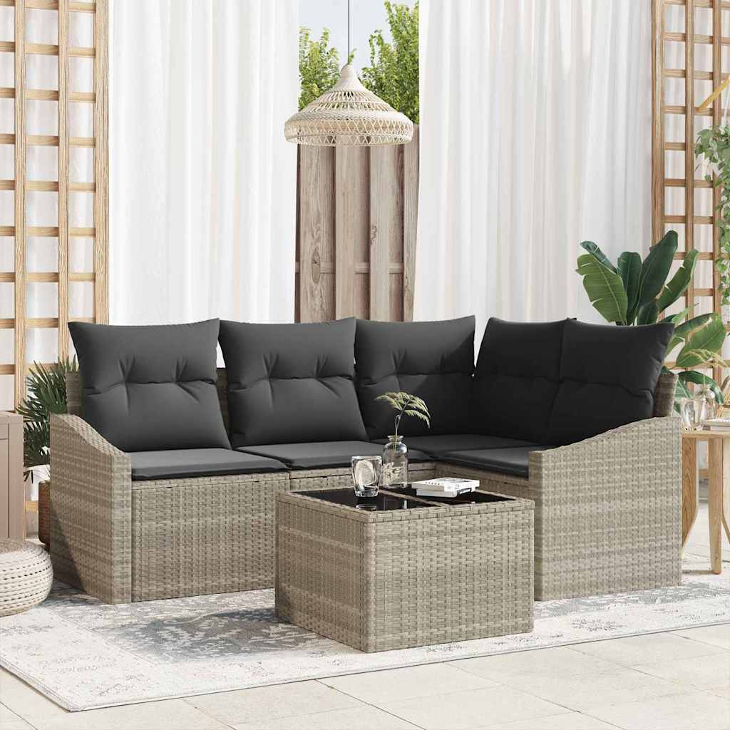 Vidaxl Ensemble De Canapé De Jardin 5 Pcs Gris Clair Polyrotin