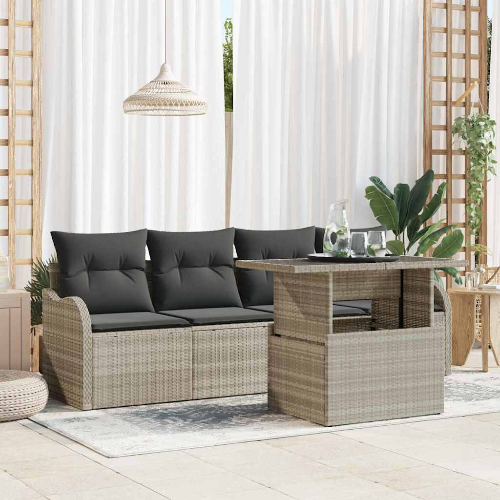 Vidaxl Ensemble De Canapé De Jardin 5 Pcs Gris Clair Poly Rattan