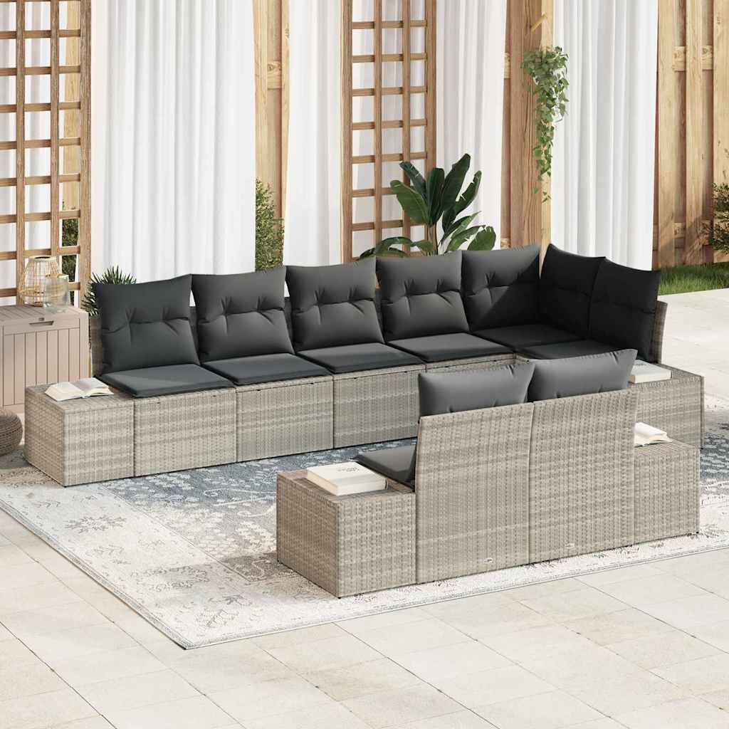 Vidaxl Ensemble De Canapé De Jardin 8 Pcs Gris Clair Poly Rotin