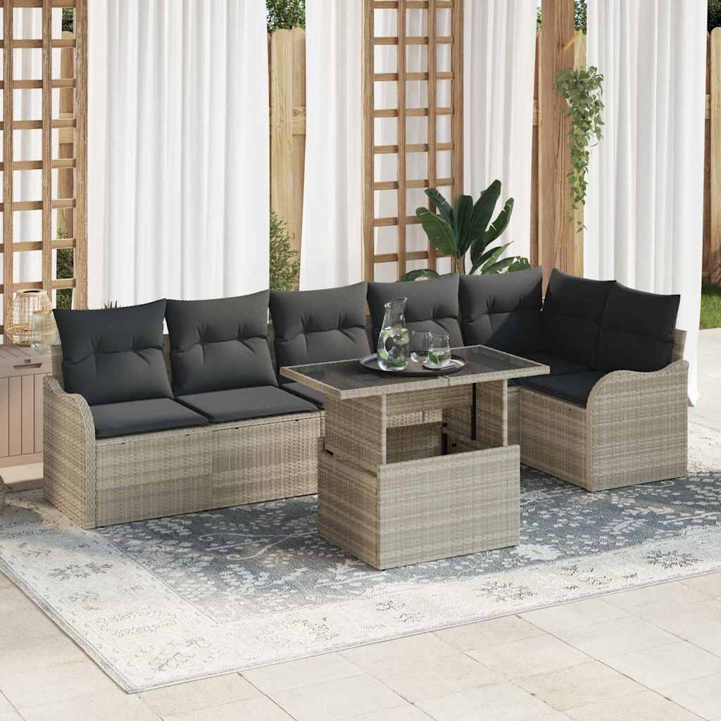 Vidaxl Ensemble De Canapé De Jardin 7 Pcs Gris Clair Poly Rattan