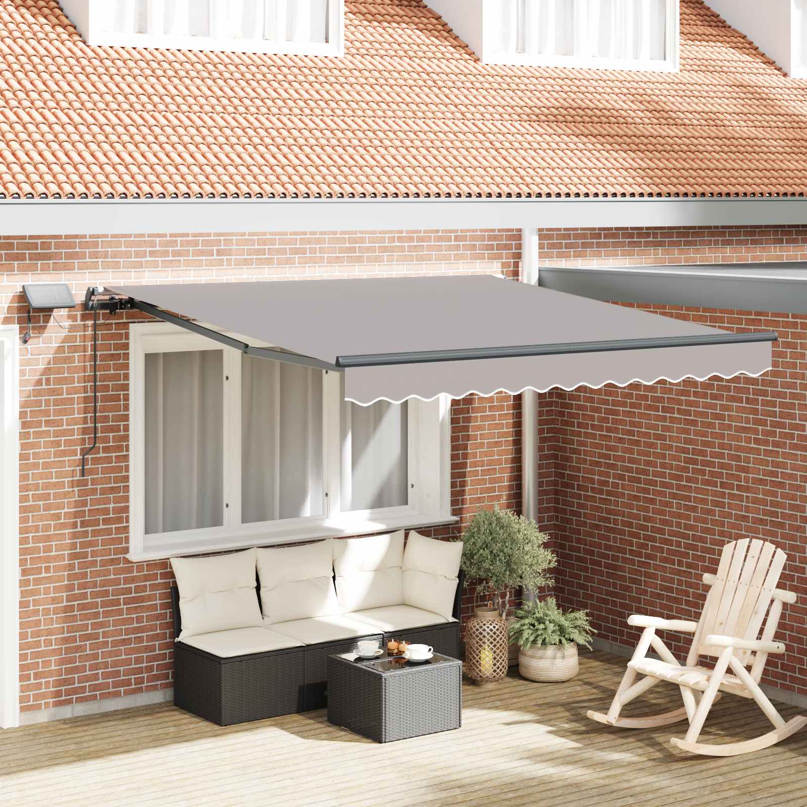 Vidaxl Auvent Rétractable Gris Clair 300 X 250 Cm Tissu Et Aluminium