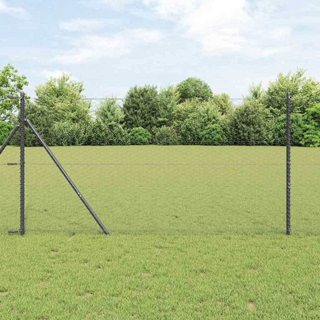 Vidaxl Fixation Au Sol Hexagonale 10 X 1 M Acier Recouvert De Pvc Gris