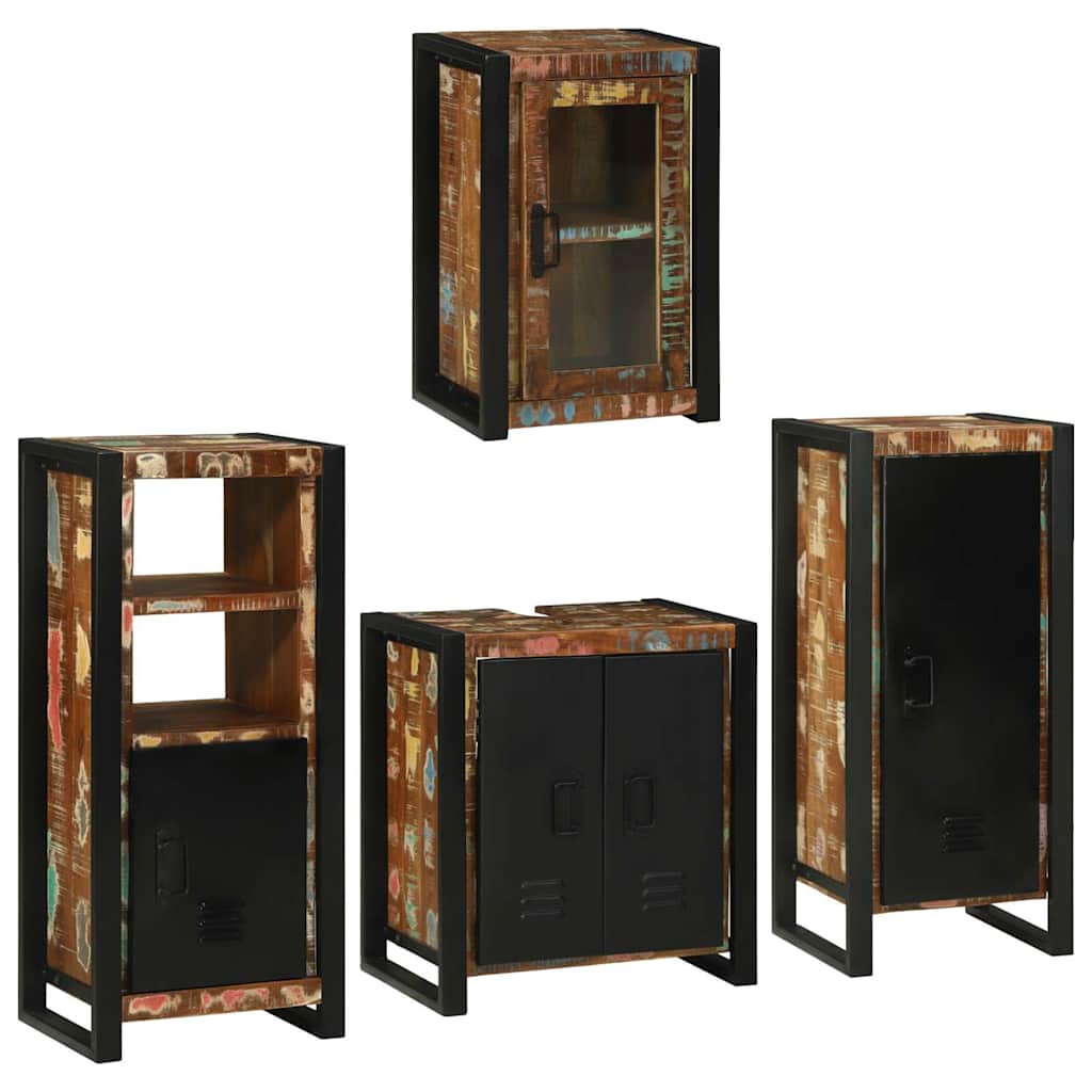 Vidaxl Ensemble De Mobilier De Salle De Bain 4 Pcs Bois Massif Recyclé