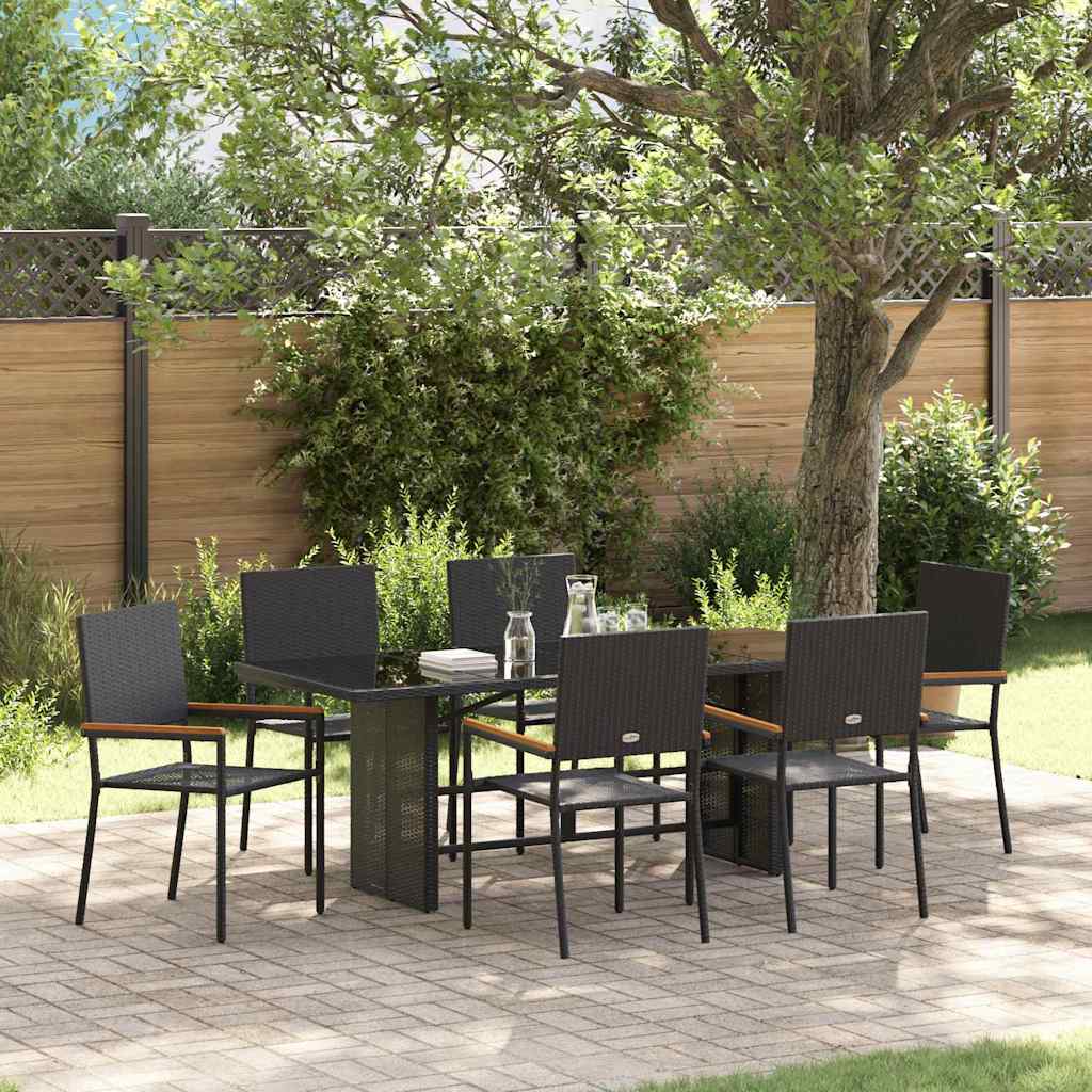 Vidaxl Ensemble De Salle À Manger Pour Jardin 7 Pcs Noir Polyrotin