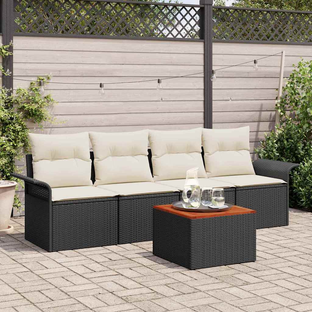 Vidaxl Ensemble De Canapé De Jardin Avec Coussin 5 Pcs Noir Polyrotin