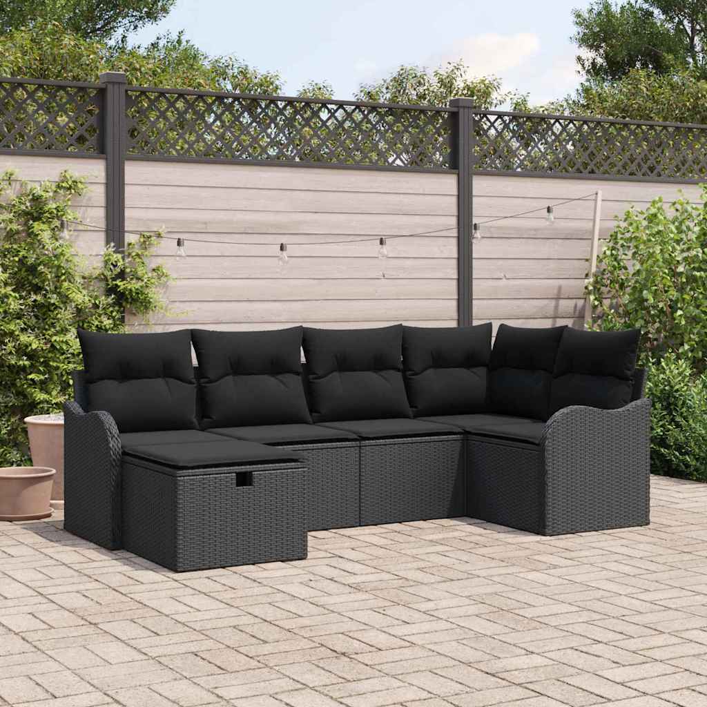Vidaxl Ensemble De Canapé De Jardin Avec Coussin 6 Pcs Noir Poly Rotin