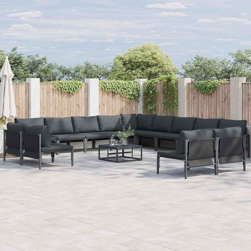 Vidaxl Ensemble De Canapé De Jardin Avec Coussin 13 Pcs Noir Acier