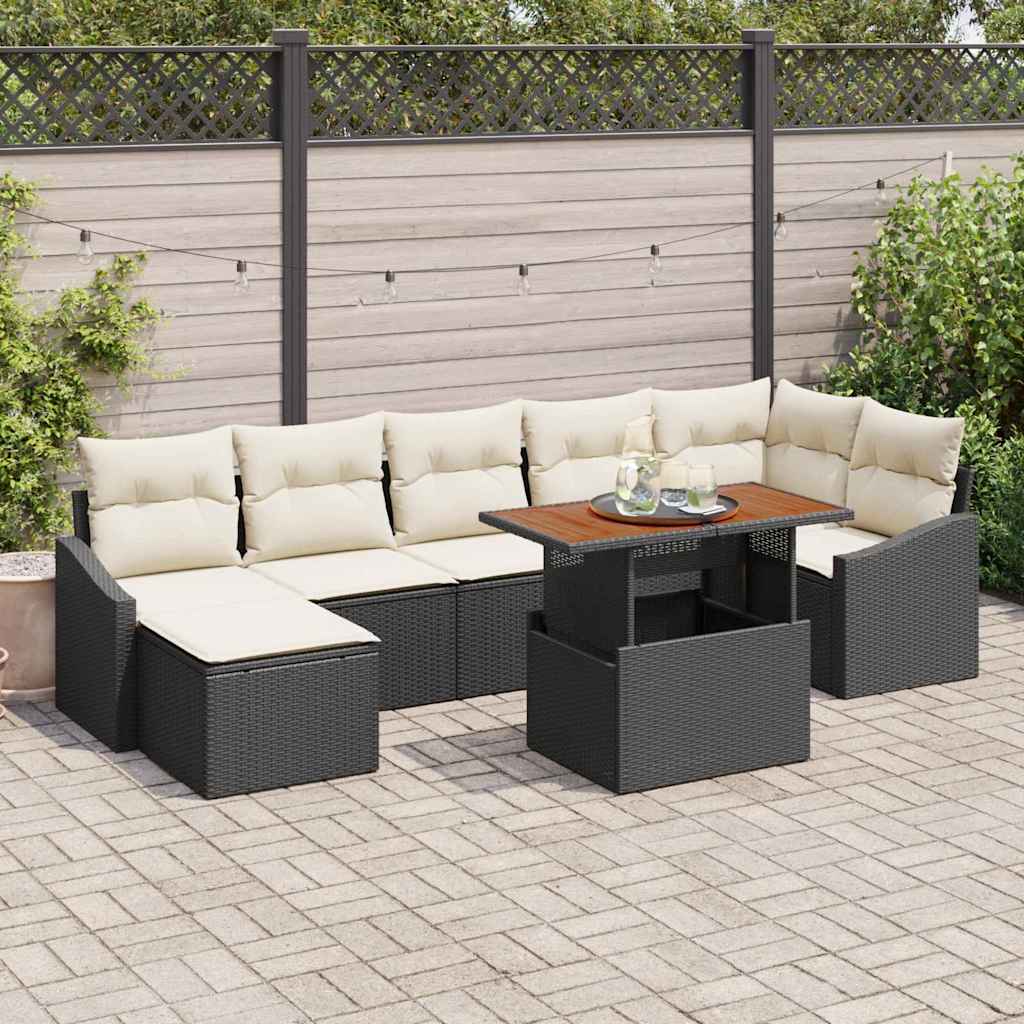 Vidaxl Ensemble De Canapé De Jardin 8 Pcs Noir Poly Rotin