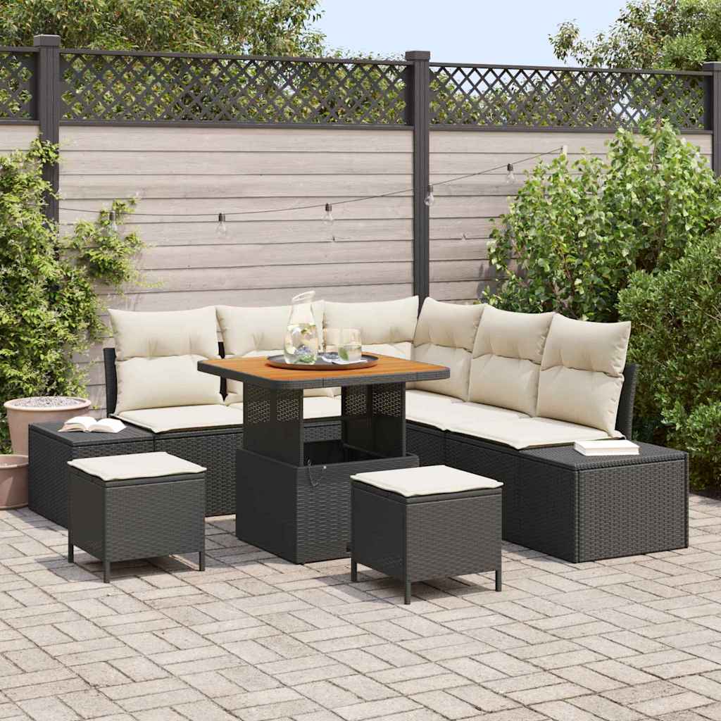 Vidaxl Ensemble De Canapé De Jardin Avec Coussin 8 Pcs Noir Poly Rotin
