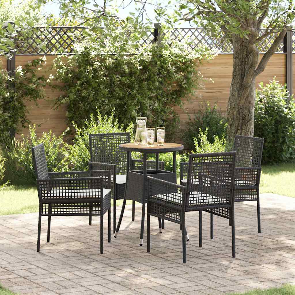 Vidaxl Ensemble De Salle À Manger Pour Jardin 5 Pcs Noir Polyrotin