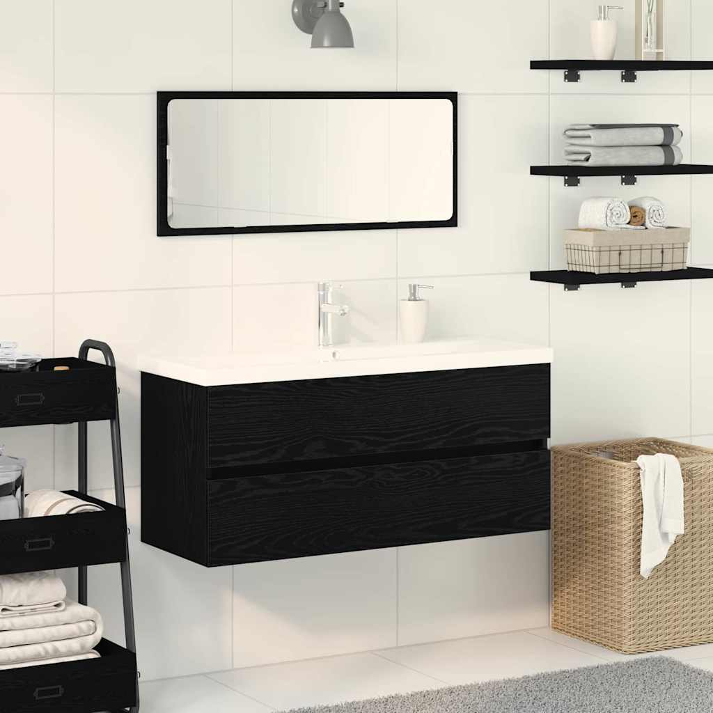 Vidaxl Meuble De Lavabo De Salle De Bain Chêne Noir 100 X 39 X 62 Cm