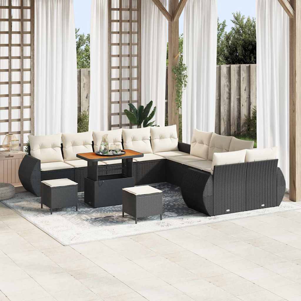 Vidaxl Ensemble De Canapé De Jardin Avec Coussin 13 Pcs Noir Et Crème