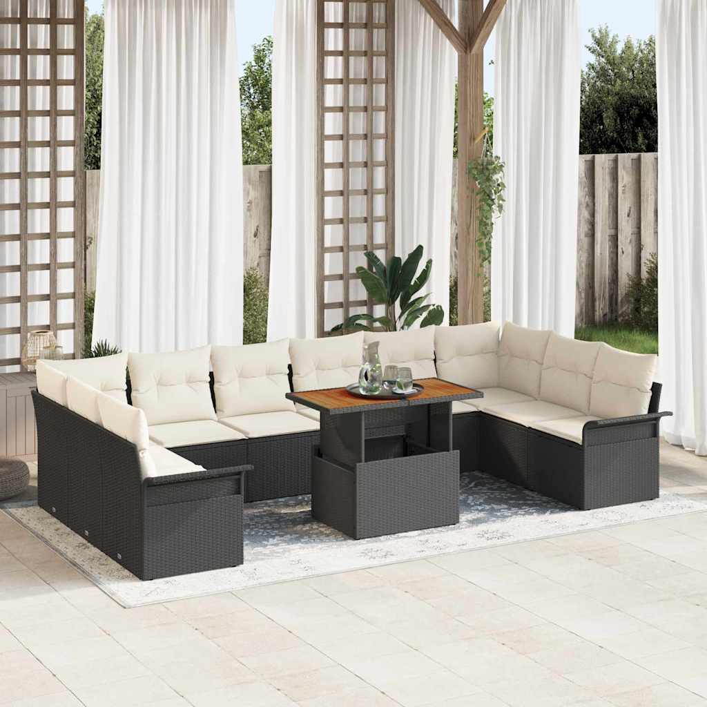 Vidaxl Ensemble De Canapé De Jardin 9 Pcs Noir Poly Rotin