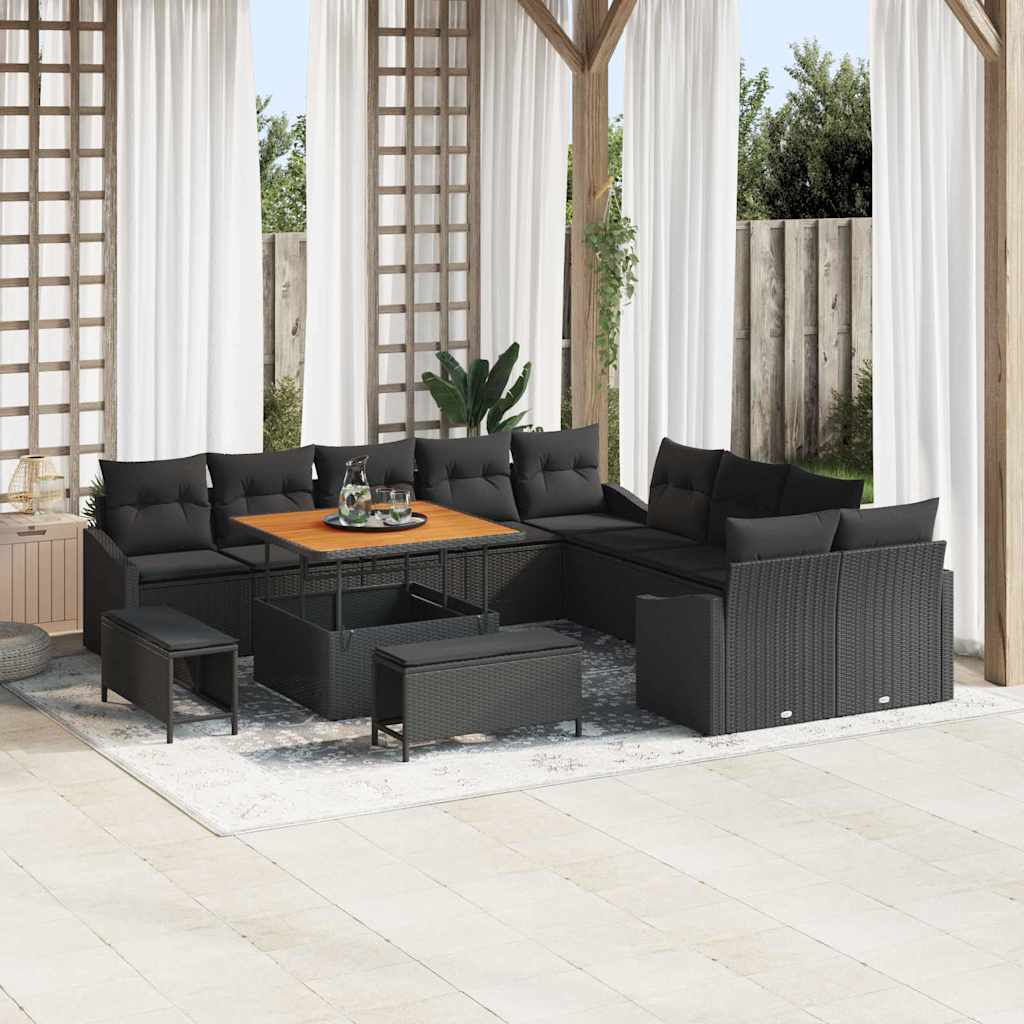 Vidaxl Ensemble De Canapé De Jardin 13 Pcs Noir Poly Rotin