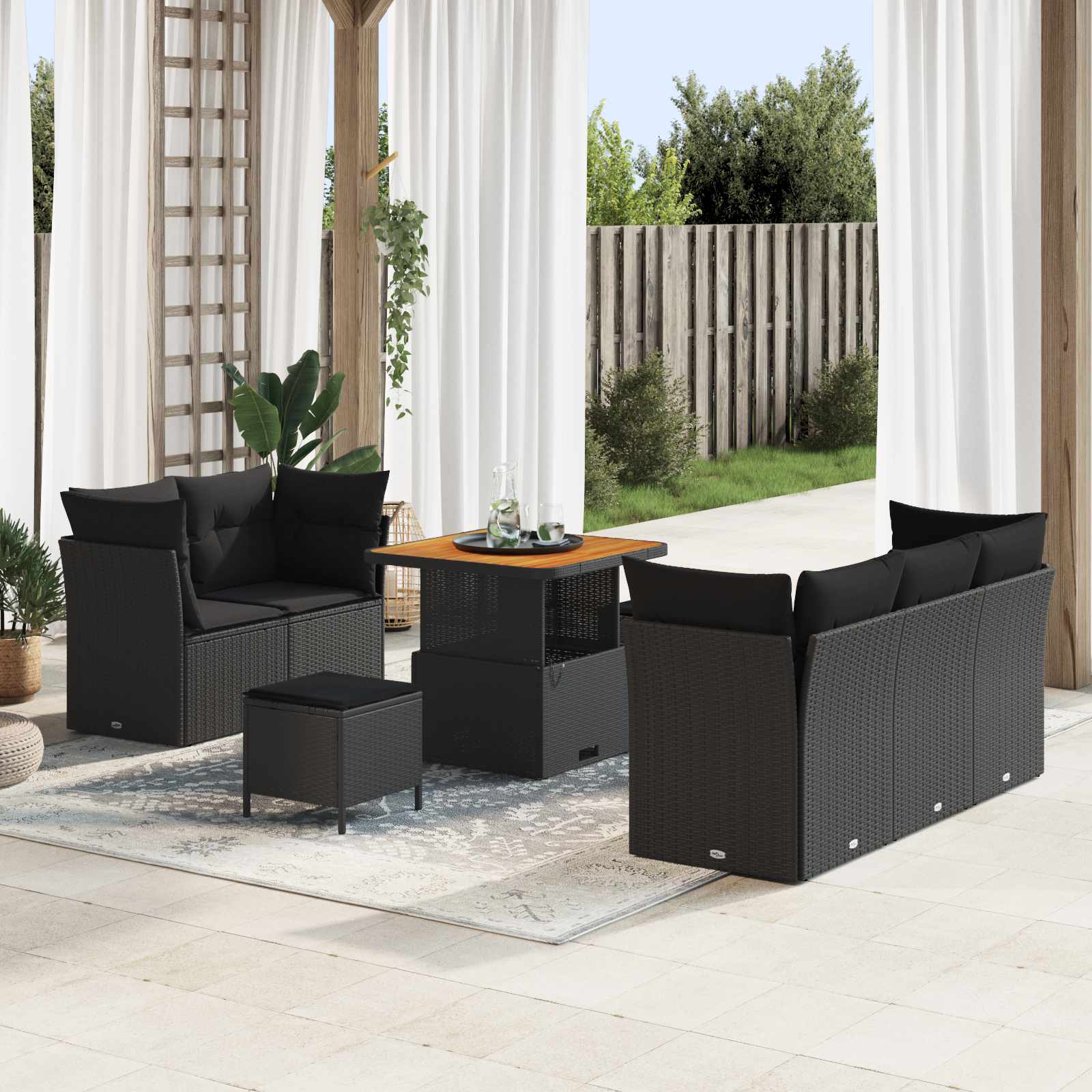 Vidaxl Ensemble De Canapé De Jardin Avec Coussin 8 Pcs Noir