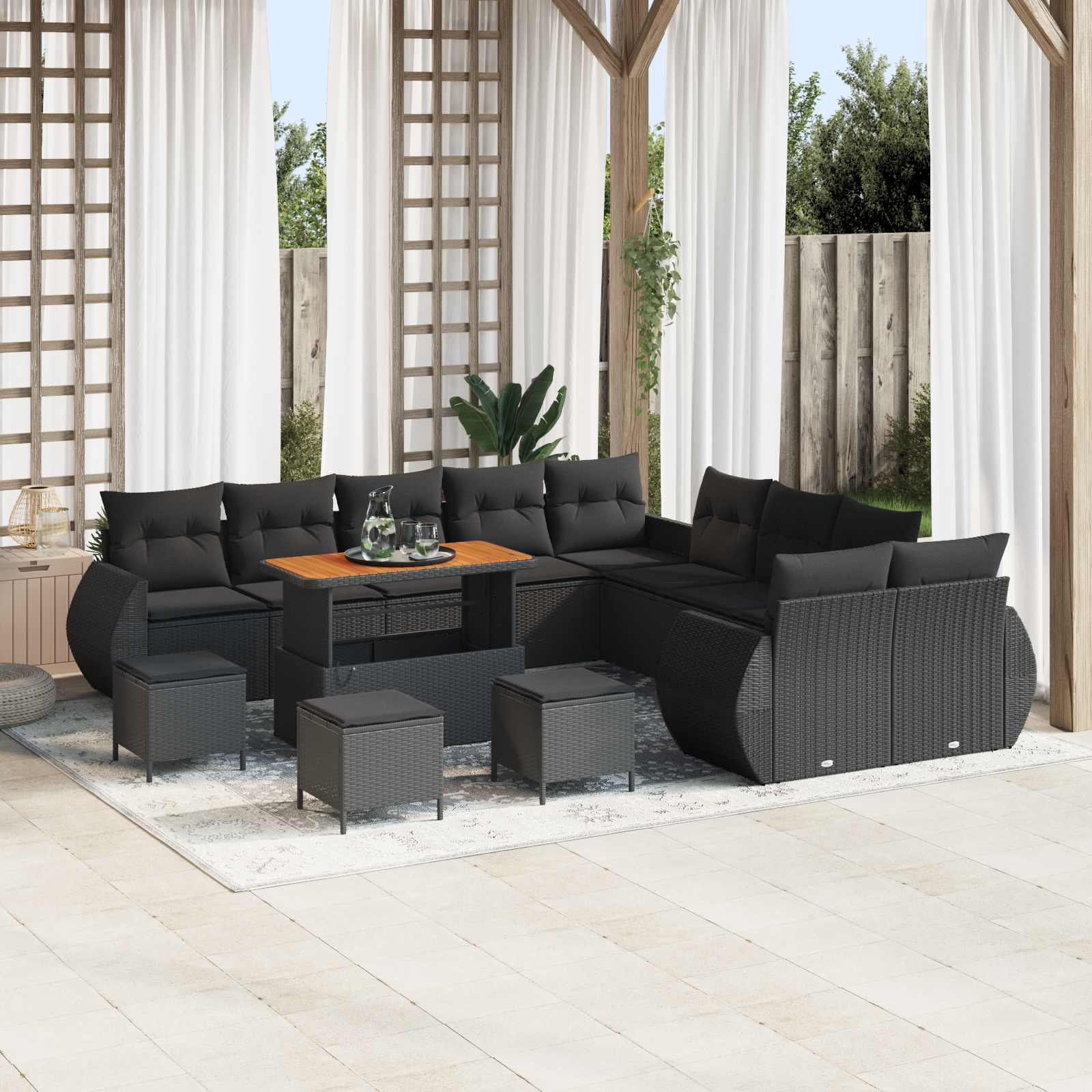 Vidaxl Ensemble De Canapé De Jardin 14 Pcs Noir Polyrotin