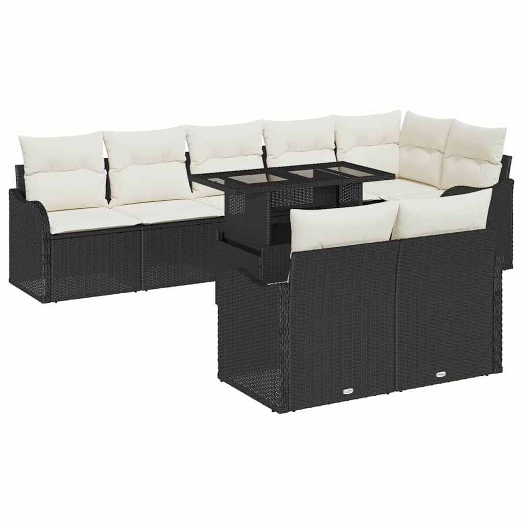 Vidaxl Ensemble De Canapé De Jardin 9 Pcs Noir Poly Rattan
