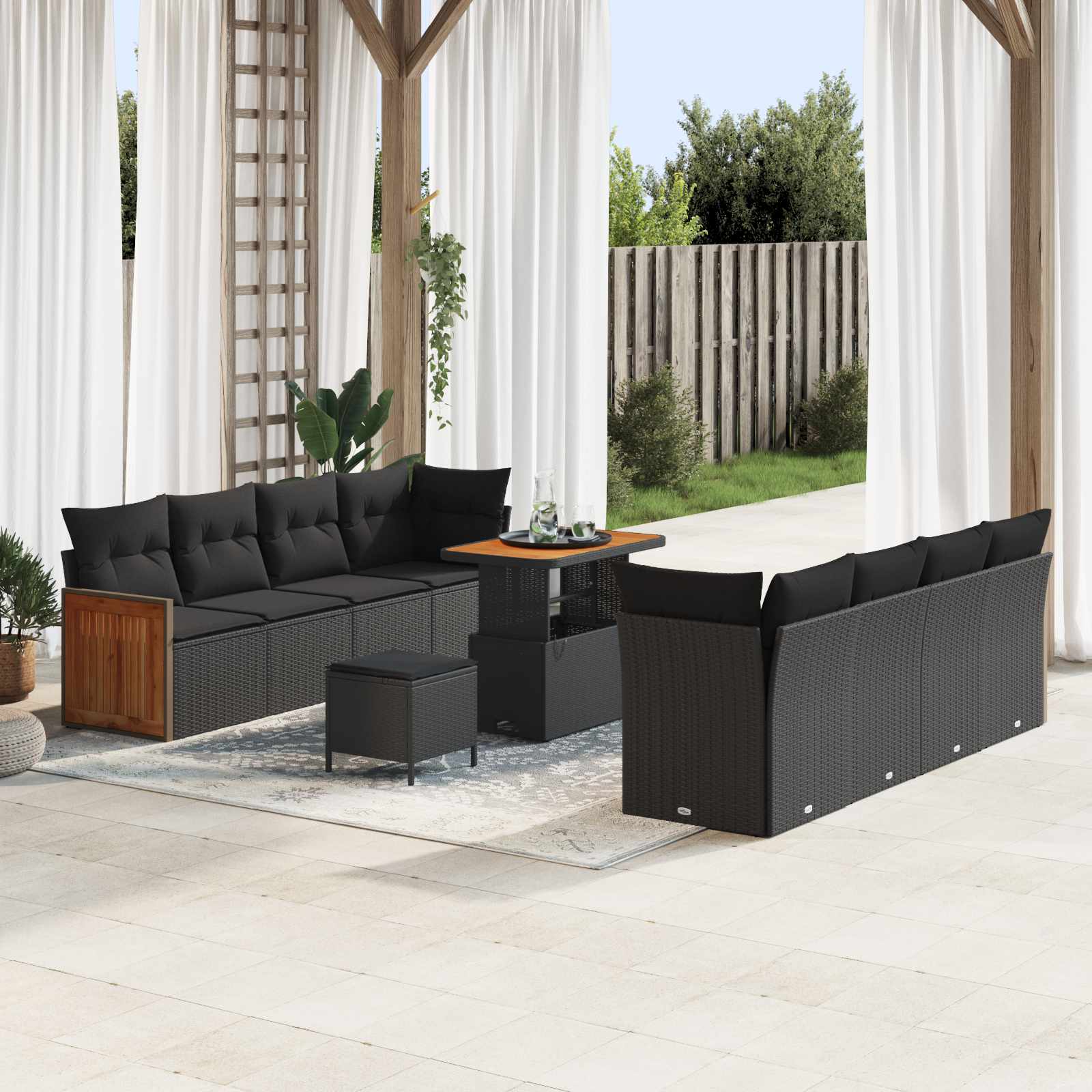 Vidaxl Ensemble De Canapé De Jardin Avec Coussin 11 Pcs Noir