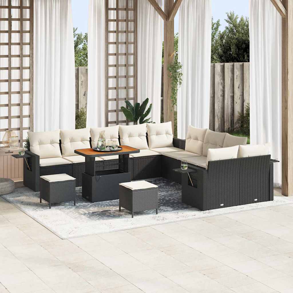 Vidaxl Ensemble De Canapé De Jardin Avec Coussin 13 Pcs Noir Polyrotin