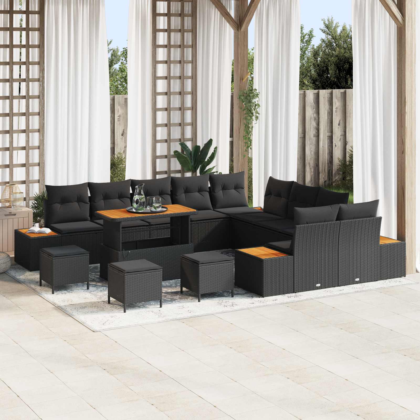 Vidaxl Ensemble De Canapé De Jardin Avec Coussin 14 Pcs Noir