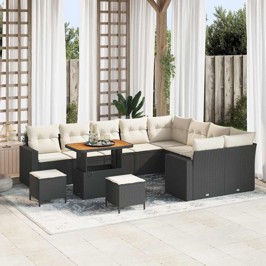 Vidaxl Ensemble De Canapé De Jardin 12 Pcs Noir Polyrotin