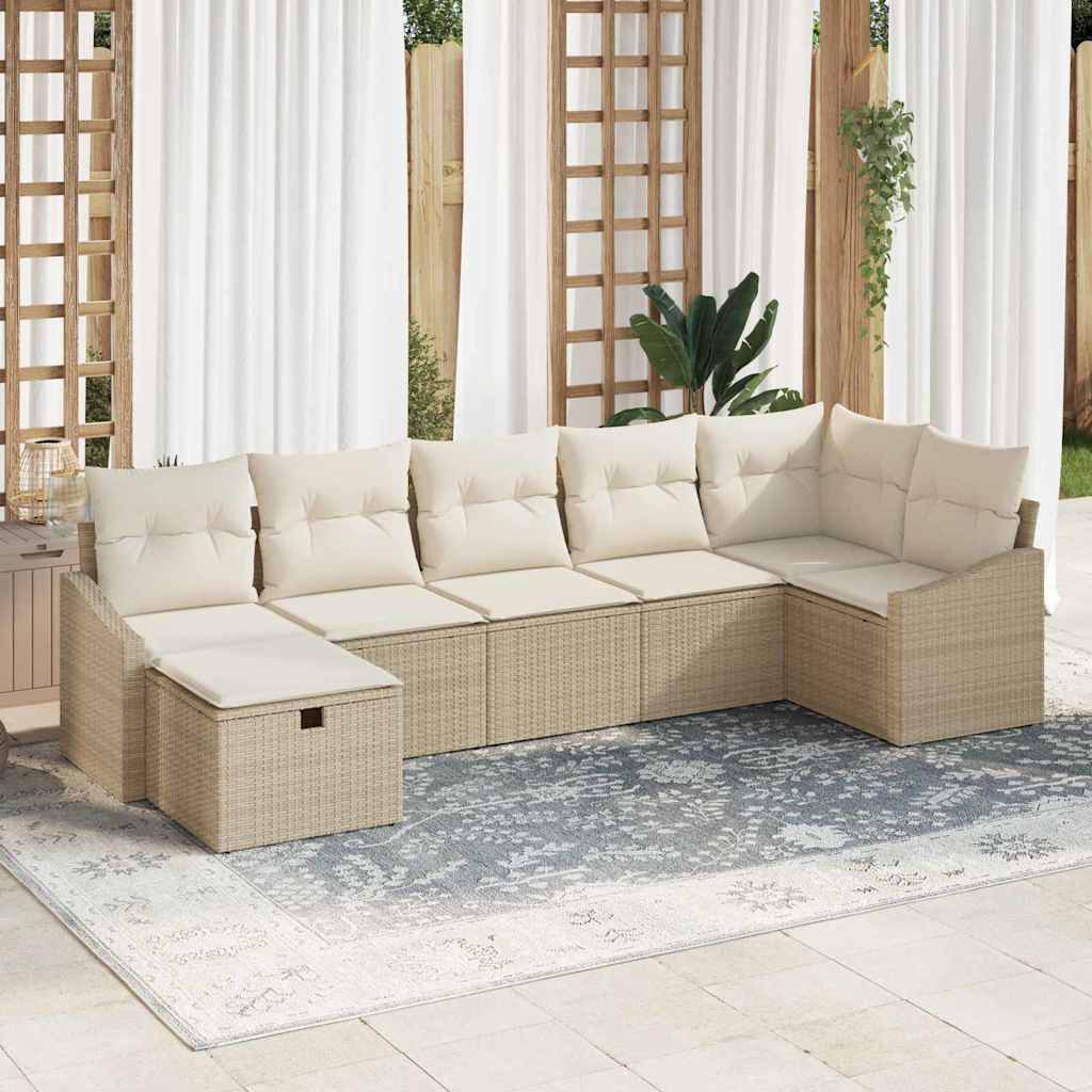Vidaxl Ensemble De Canapés Avec Coussin 7 Pcs Polyrotin