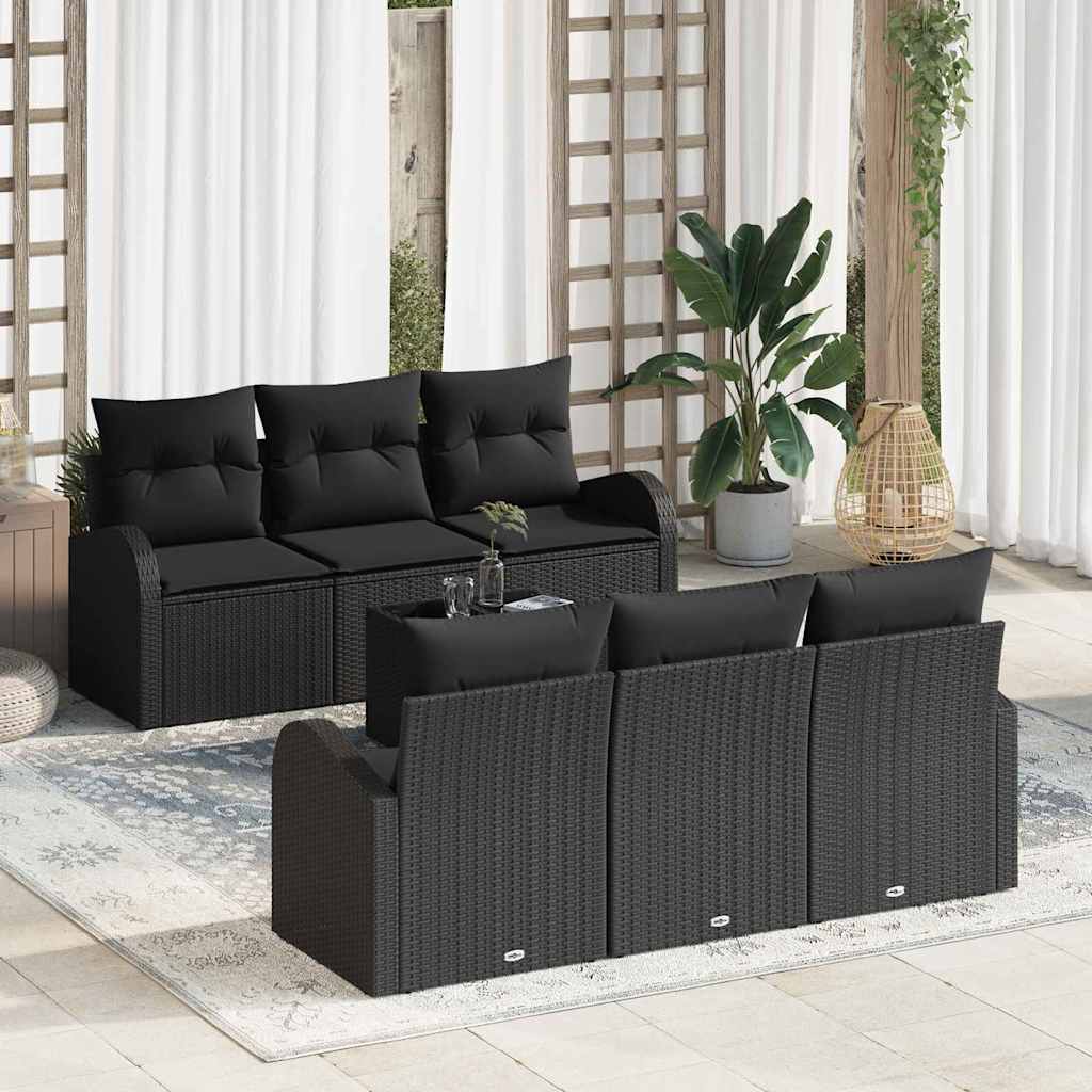 Vidaxl Ensemble De Canapé De Jardin Avec Stockage 7 Pcs Noir Polyrotin