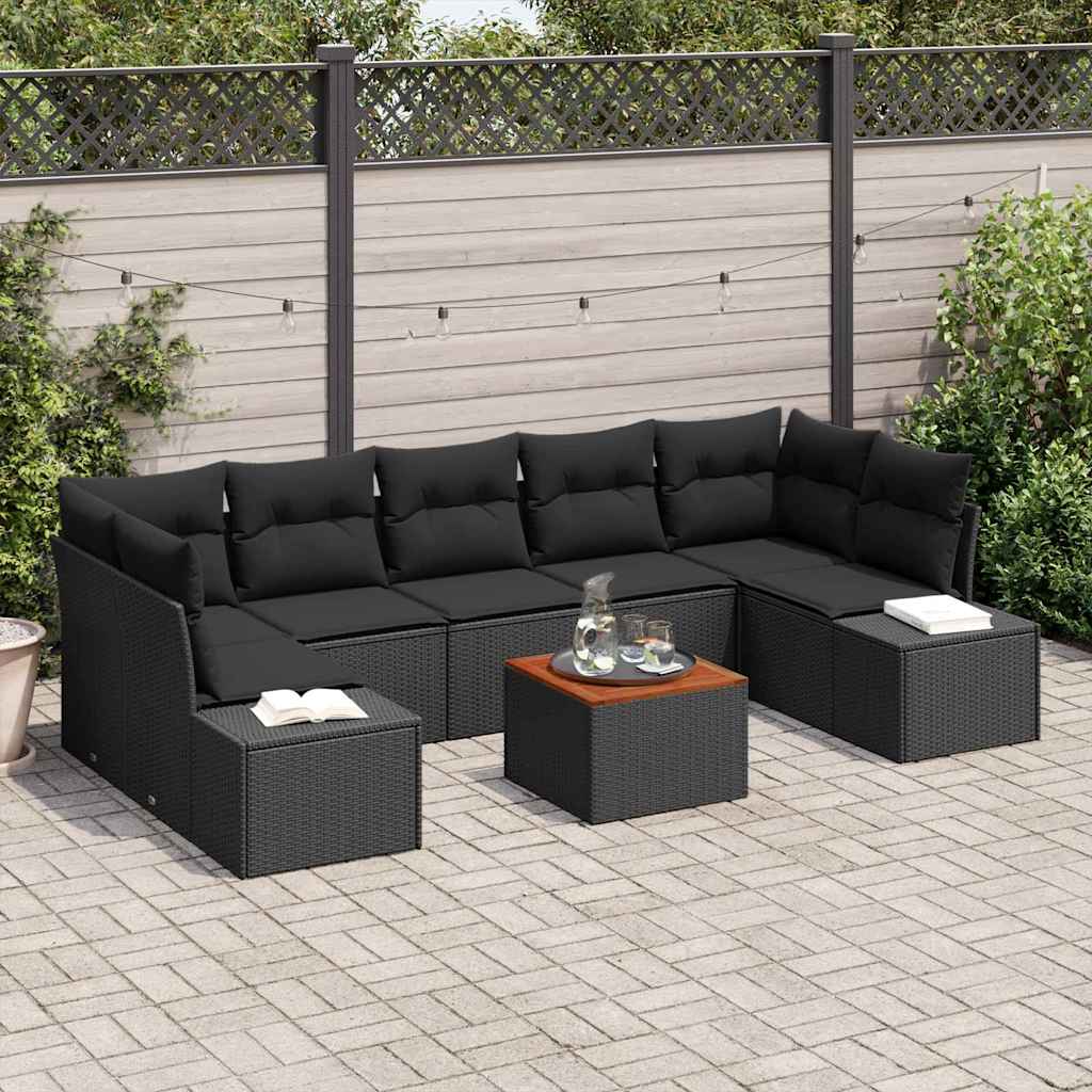 Vidaxl Ensemble De Canapé De Jardin Avec Stockage 8 Pcs Noir Polyrotin