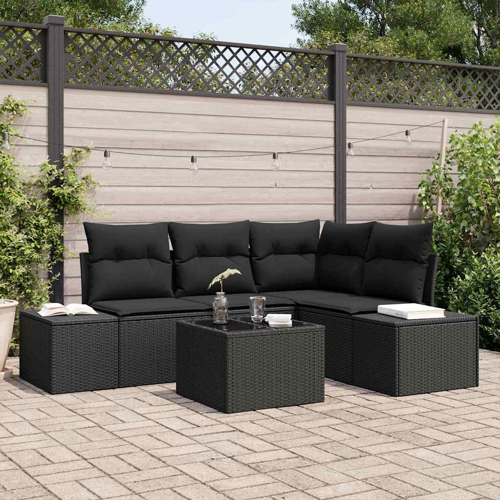 Vidaxl Ensemble De Canapé De Jardin Avec Stockage Noir Polyrotin