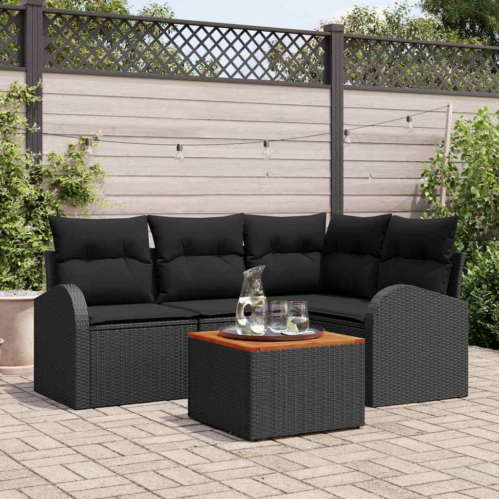 Vidaxl Ensemble De Canapé De Jardin Avec Stockage 5 Pcs Noir Polyrotin