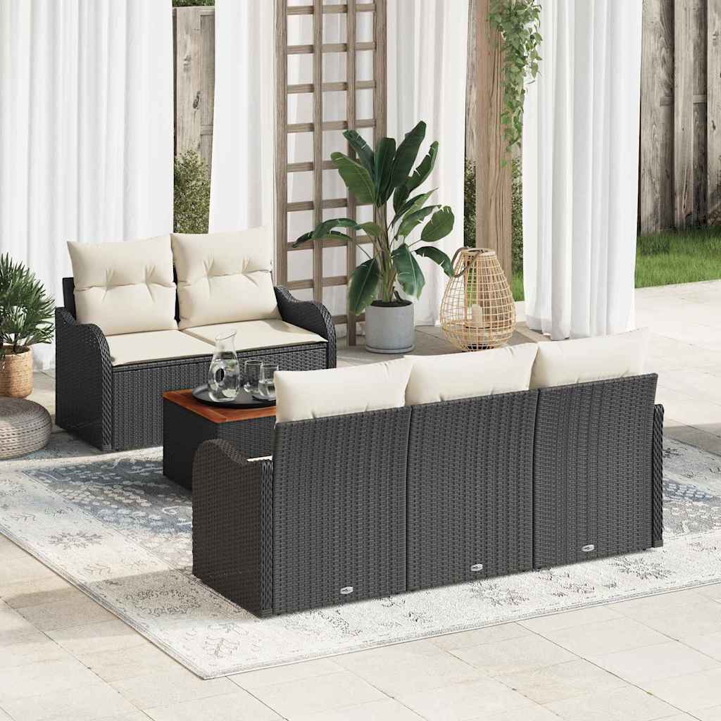 Vidaxl Ensemble De Canapé De Jardin Avec Coussin 6 Pcs Noir Polyrotin