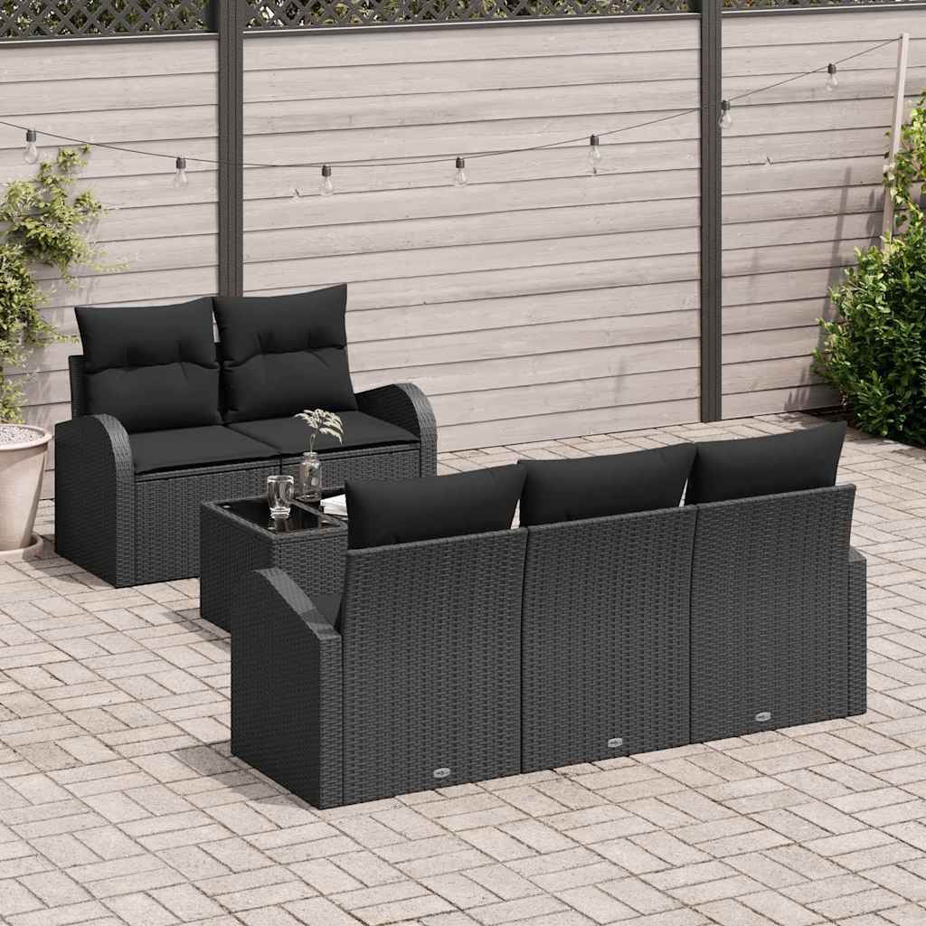 Vidaxl Ensemble De Canapé De Jardin Avec Stockage 6 Pcs Noir Polyrotin