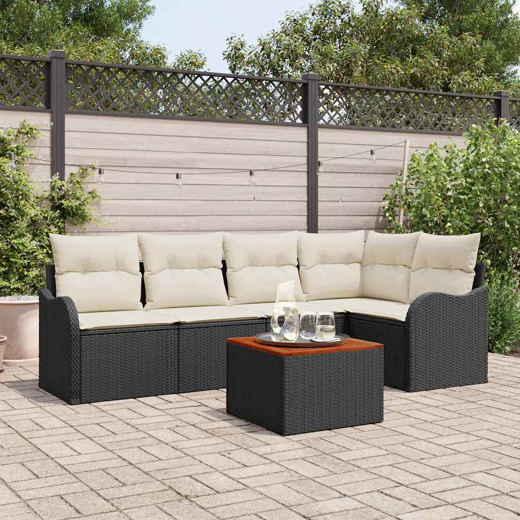 Vidaxl Ensemble De Canapé De Jardin 6 Pcs Noir Et Crème Polyrotin