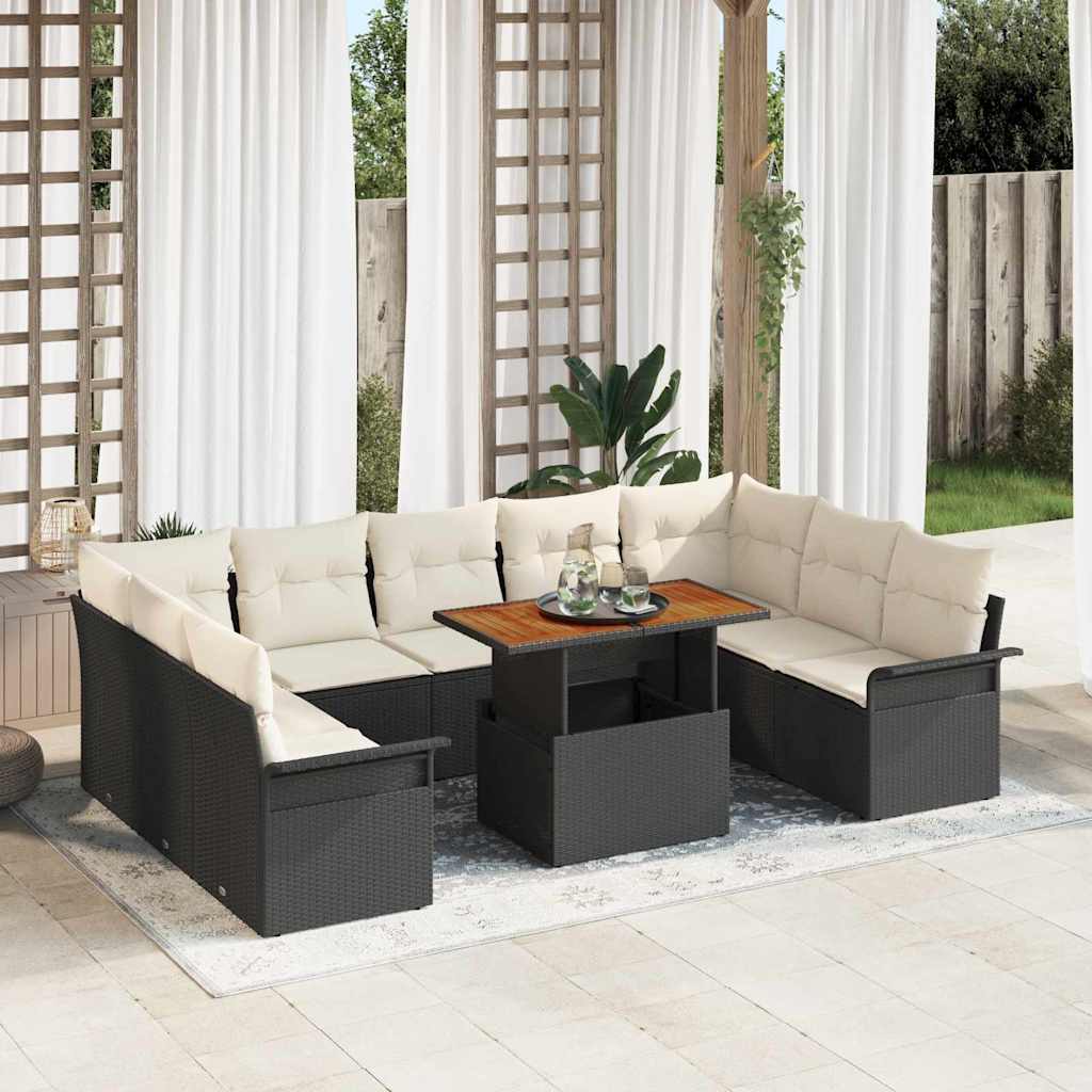 Vidaxl Ensemble De Canapé De Jardin 10 Pcs Noir Poly Rotin