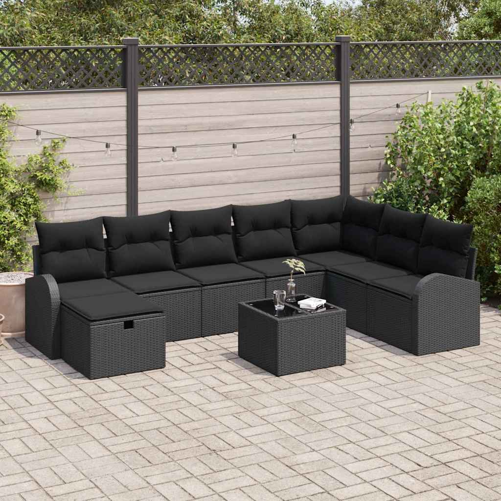 Vidaxl Ensemble De Canapés Avec Coussin Avec Stockage Noir Polyrotin