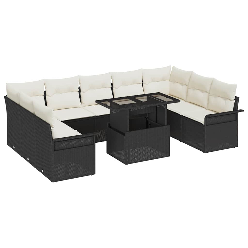 Vidaxl Ensemble De Canapé De Jardin 10 Pcs Noir Poly Rattan