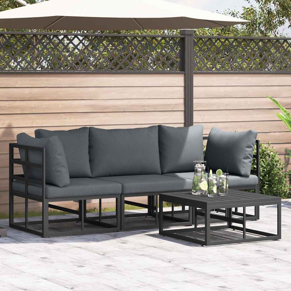 Vidaxl Ensemble De Canapé De Jardin 4 Pcs Noir Métal