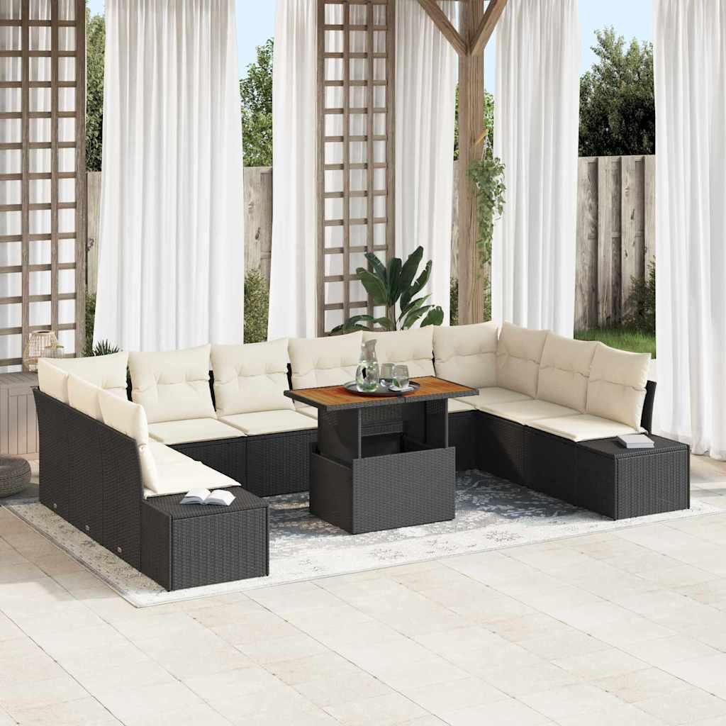 Vidaxl Ensemble De Canapé De Jardin Avec Coussin 11 Pcs Noir Et Crème