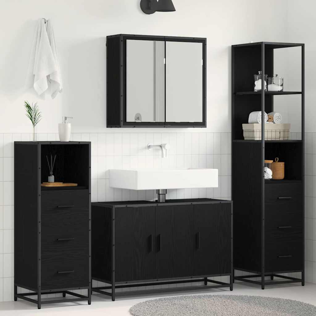 Vidaxl Ensemble De Mobilier De Salle De Bain 3 Pcs Chêne Noir