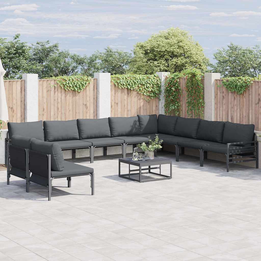 Vidaxl Ensemble De Canapé De Jardin Avec Coussin 11 Pcs Noir Acier