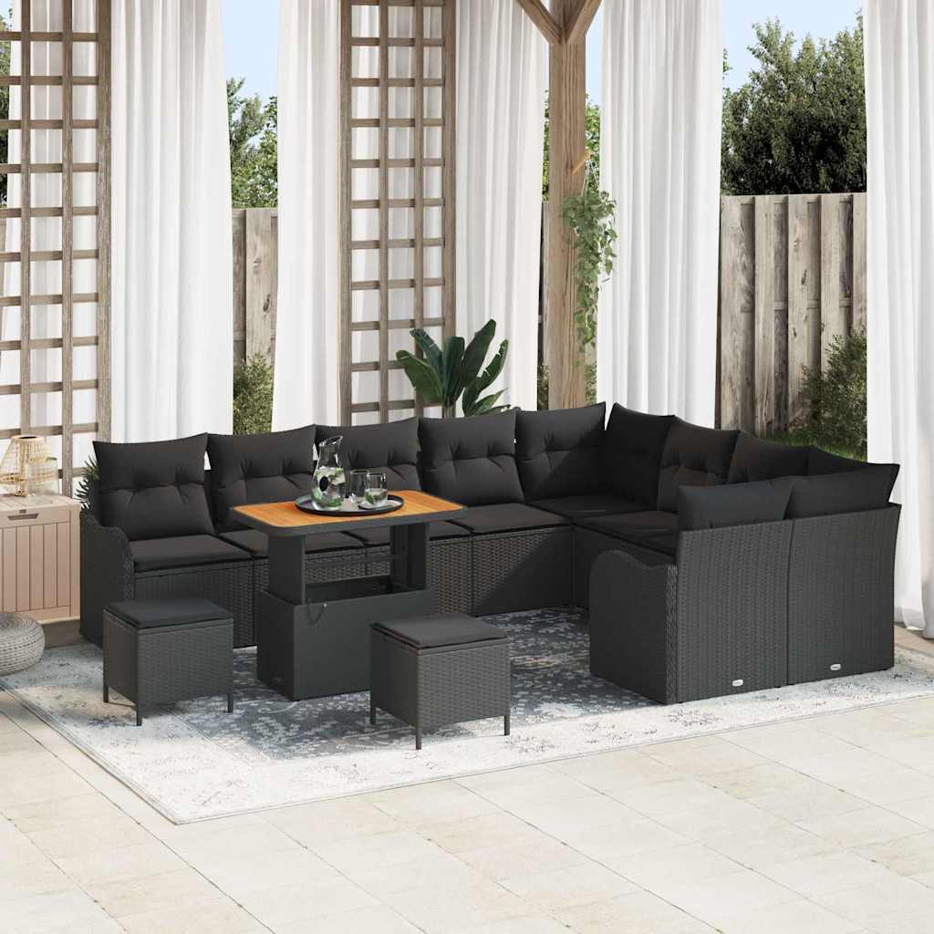 Vidaxl Ensemble De Canapé De Jardin Avec Coussin 12 Pcs Noir